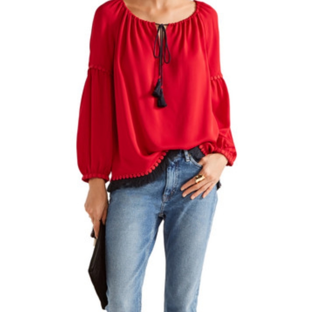 Tory Burch 'Sylvie' Tunic Boho Red Silk Size 2